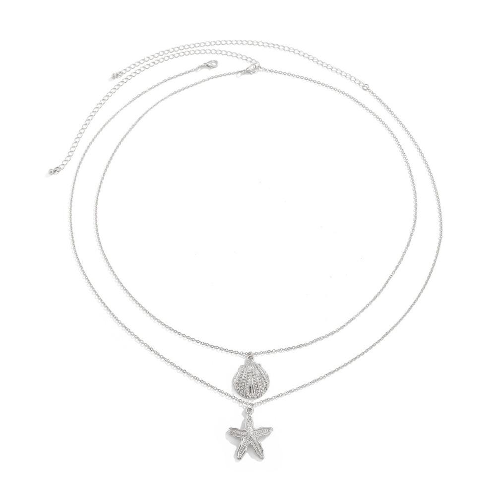 

Bohemian Waist Chain Starfish Shell Pendant Shell Waist Link Summer Body Chain for Women серебряный