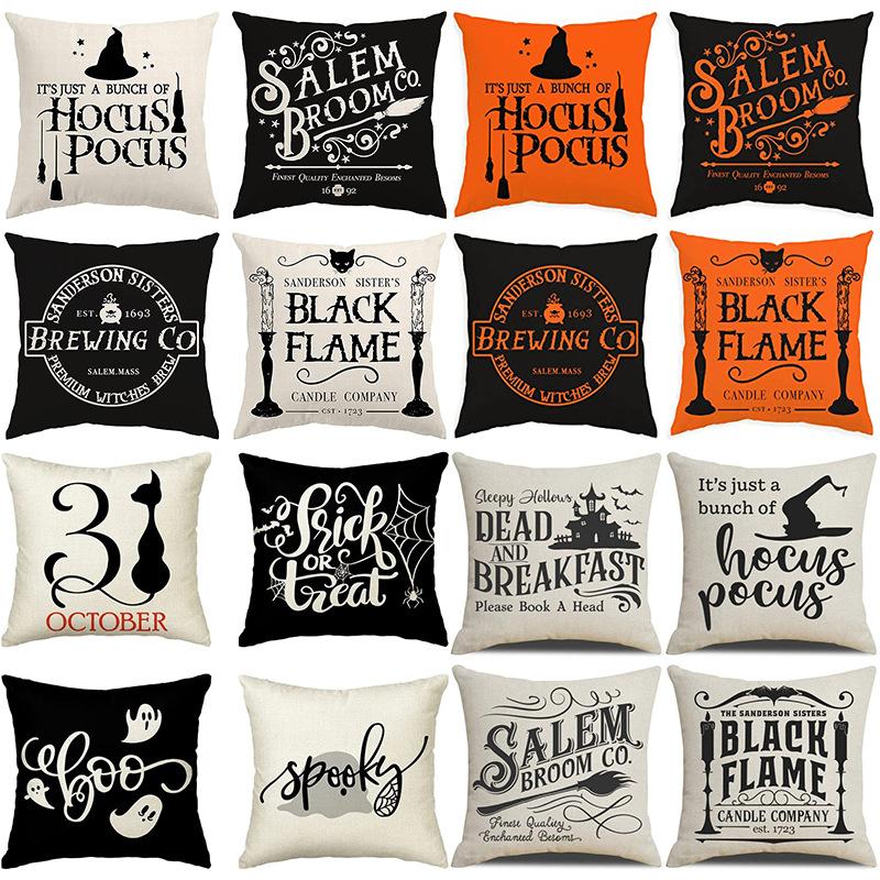 Halloween Pillowcase Devil Cartoon Linen Pillow Print Home Sofa Pillowcase Cushion