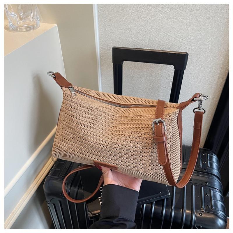 

Large capacity woven bag women s summer new casual versatile shoulder messenger bag commuter dumpling bag коричневый