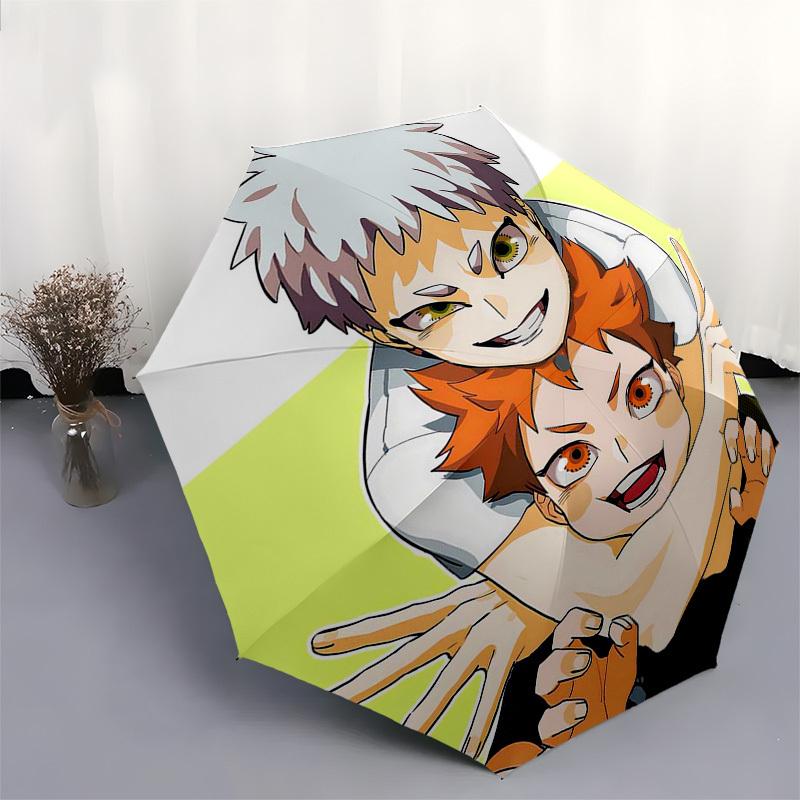 1pc Outdoor Umbrella with Jujutsu Kaisen Design - Automatic Opening/Closing Umbrella with Portable Tri-Fold Design, 8-Rib Iron Frame, Perfect Gif