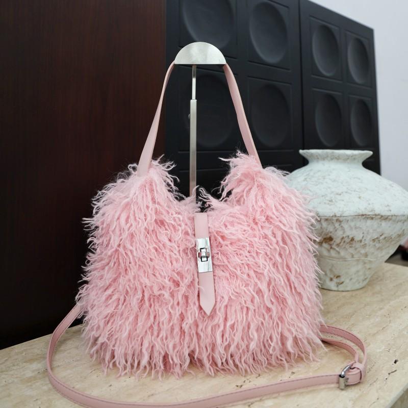 2025 Fall Faux Fur Tote Crossbody Bag Women Y2K Sweet Underarm Shoulder