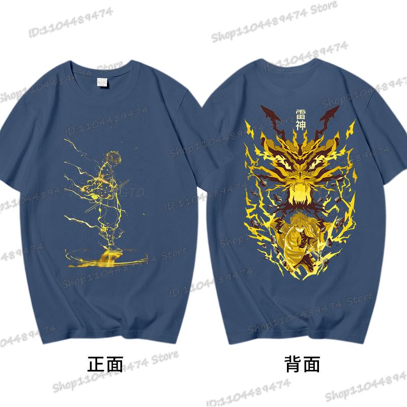 Demon Slayer T Shirts Anime Agatsuma Zenitsu Vintage Cotton Comfortable T-shirts Casual Loose T Shirt Male Female Streetwear