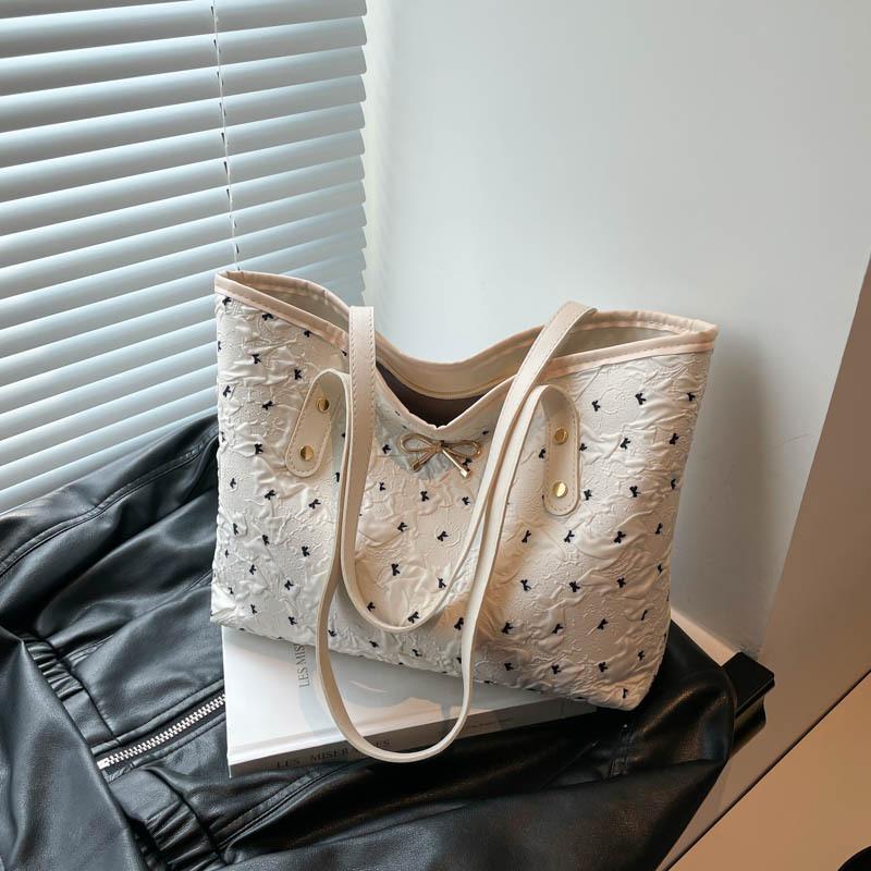 

Сумка женская сумка новая простая и модная большая вместимость бант сумка через плечо свежая сумка-тоут