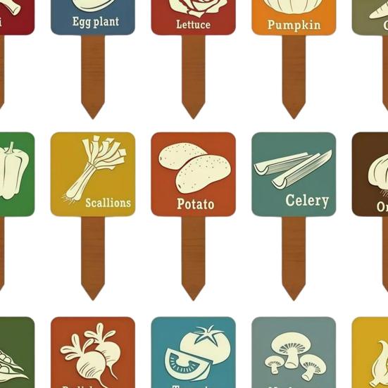 15Pcs Wooden Plant Labels, Vintage Waterproof Garden Markers for Vegetables Herbs, Solid Wood Stakes with Pointed Tip & English Names, Outdoor/Indoor