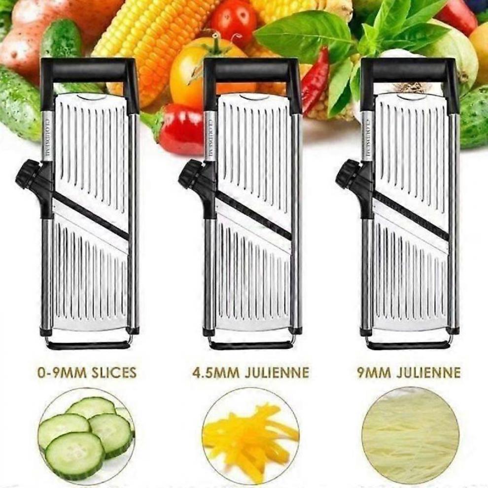 Adjustable Stainless Steel Mandolin Slicer with Foldable Non-Slip Base