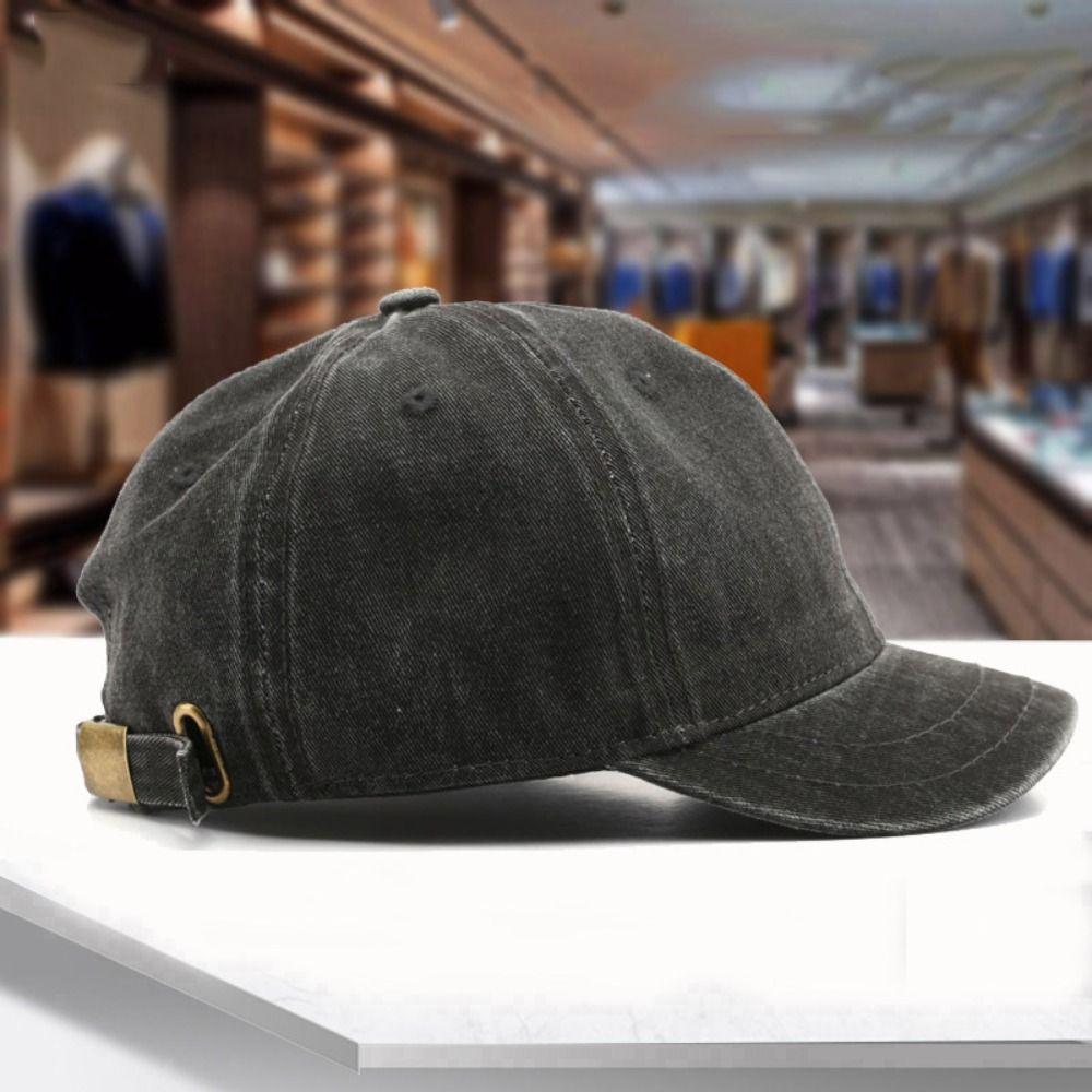 Adjustable Trucker Style Dad Hat Solid Color Peaked Hat Vintage Short Brim Baseball Cap  Sports