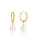 1 Pair Stainless Steel Waterproof And Non-Fading Stylish Women's Water Droplet Pearl Hoop Earrings, Suitable For Women's Daily