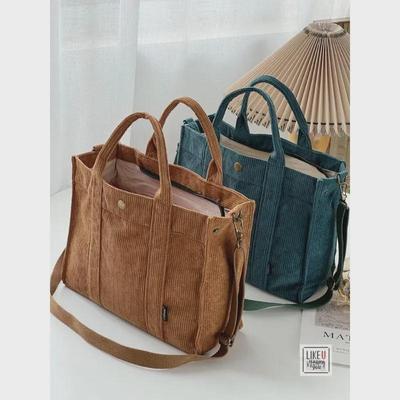 Herfst/Winter Corduroy Commuter Tote: Stijlvol, Eenvoudig, Studenten-vriendelijk, Handgedragen Messenger Bag