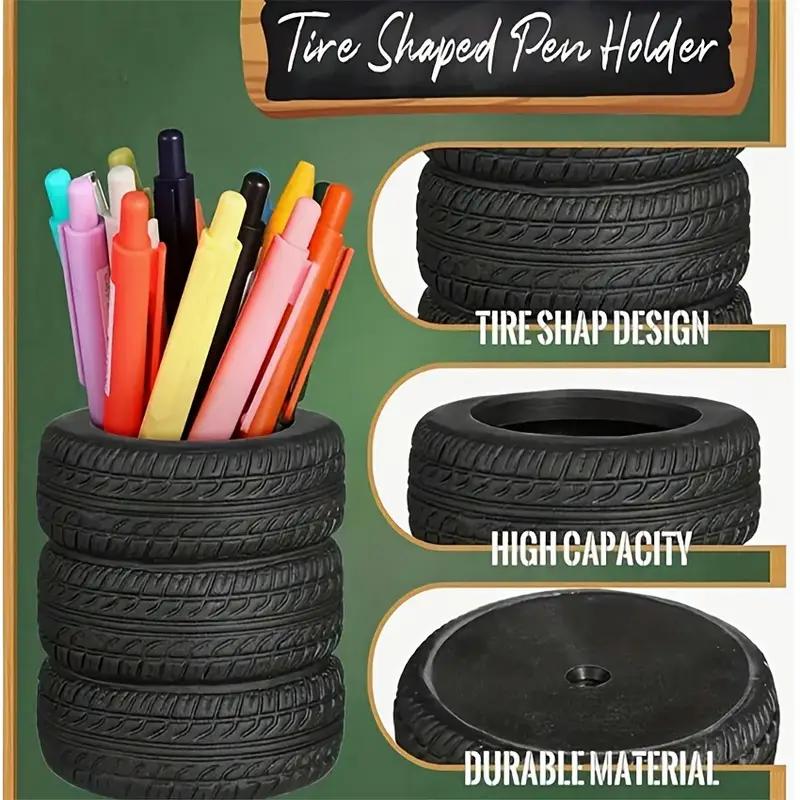 Creative Tire Shaped Pen Holder Unique Tire Model Pen Storage Container Office Desk Stationery Storage Decor Ornament