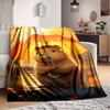 1pc Autumn Rain, Capybara Blanket, Lightweight Flannel Fleece with Digital Printing, Soft Warm for Sofa, Travel, Camping, Office, Couch, Chair, and Be