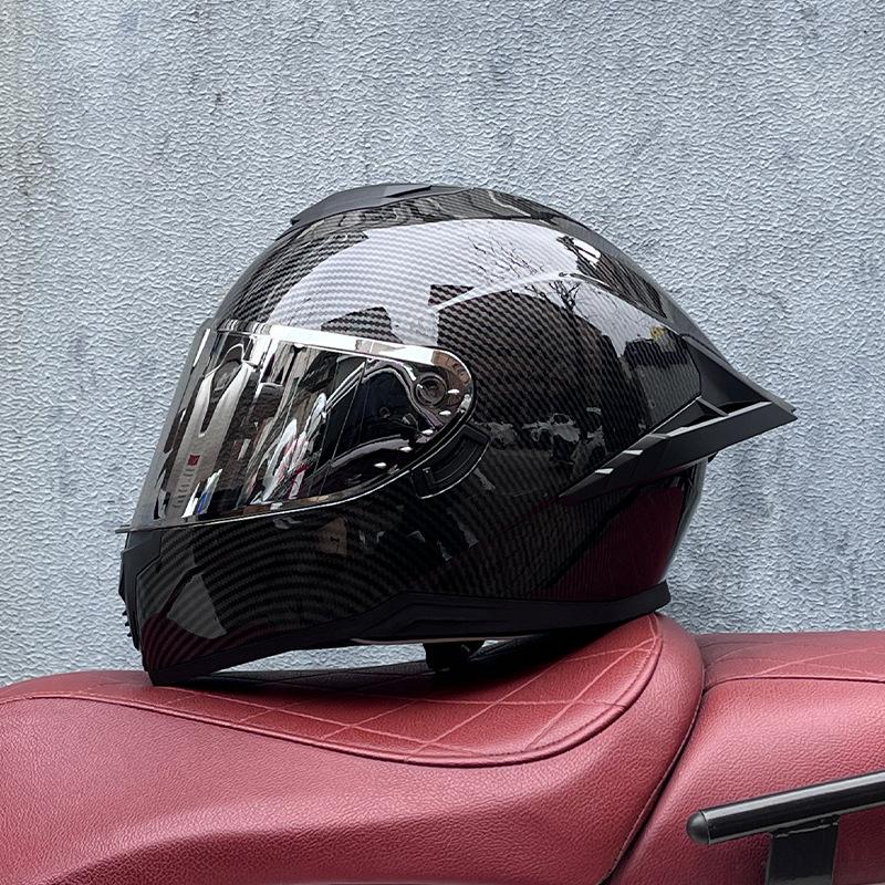Full Helmet Double Mirror Helmet Men's Four Seasons Universal Hard Hat Female Knight Locomotive Double Lenses