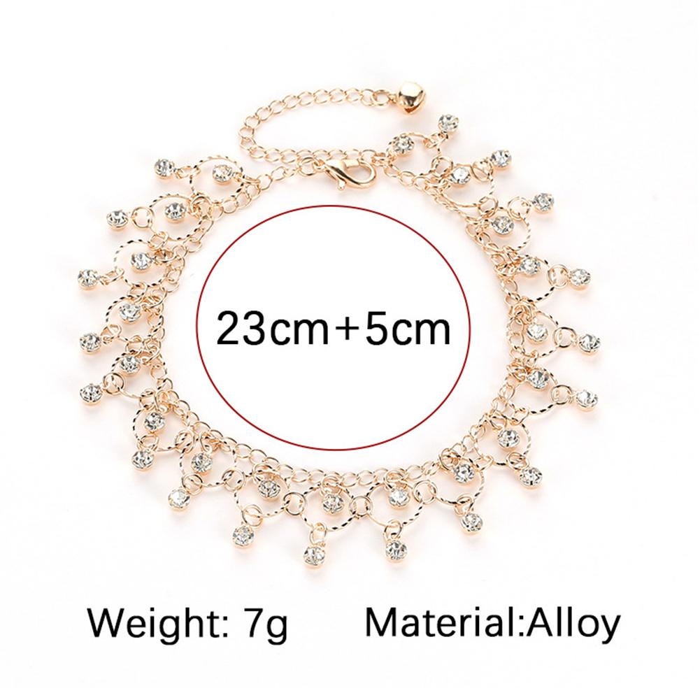 Women Fashion Crystal Tassel Anklet Beach Foot Jewelry