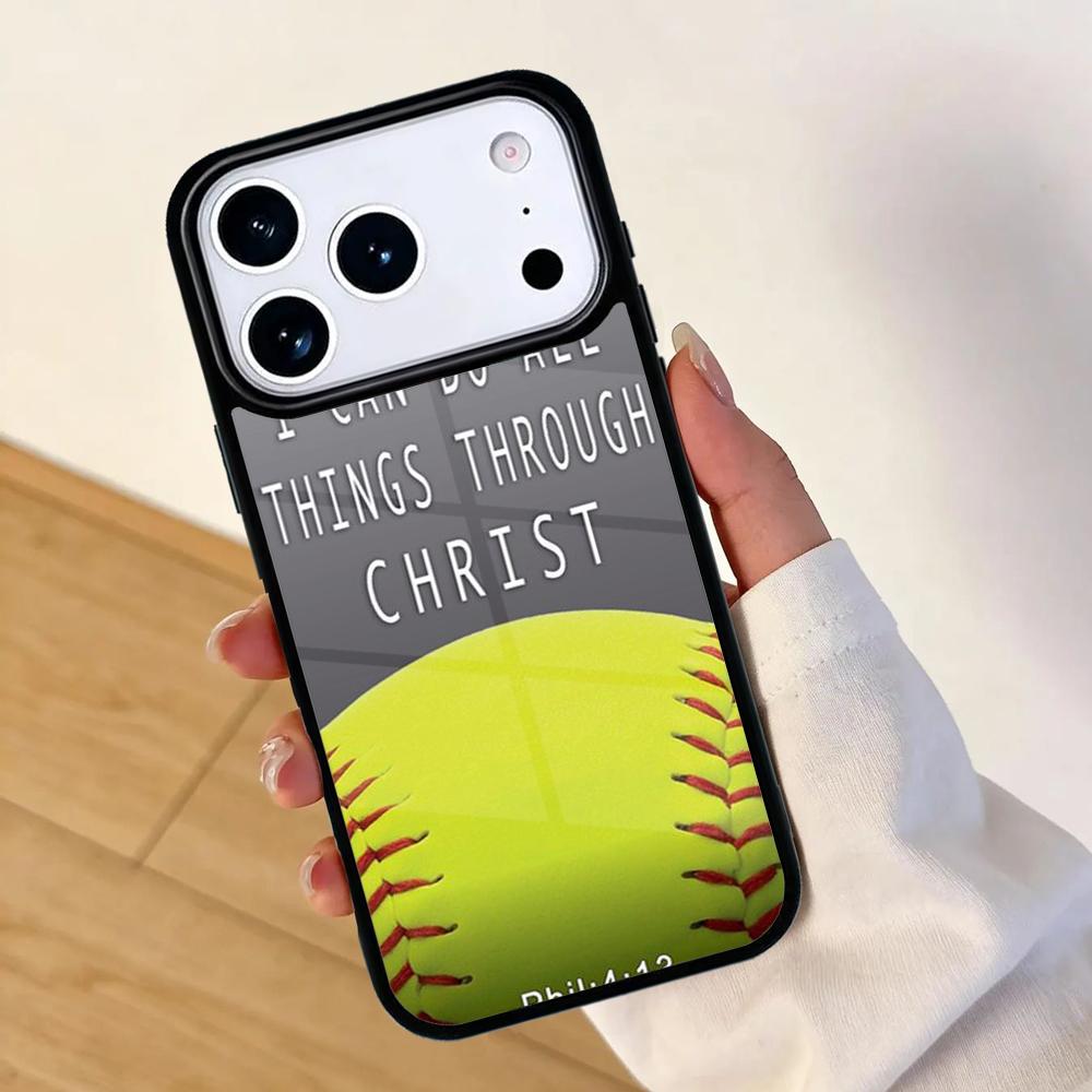 Custodia per Telefono con Citazione Cristiana Softball Baseball Per Apple iPhone 17 air 16 Pro Max 15 Pro Max 14 13 12 11 Mini Cover Posteriore