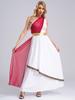 Damen Antikes griechisches Lob, Tanzbekleidung, Königin, Prinzessin, Cosplay-Robe, eine Schulter, Chiffon-Overlay, Vintage-Besatz, Tunika-Kleid