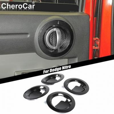 4X Black Carbon Fiber Inner Door Handle Bowl Trim Decor for 2007-12 Dodge Nitro