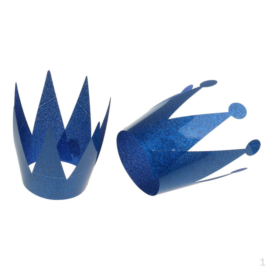 6/set Glitter Princess Prince Crown Children Baby Birthday Party Hat Cap Blue/Pink синий