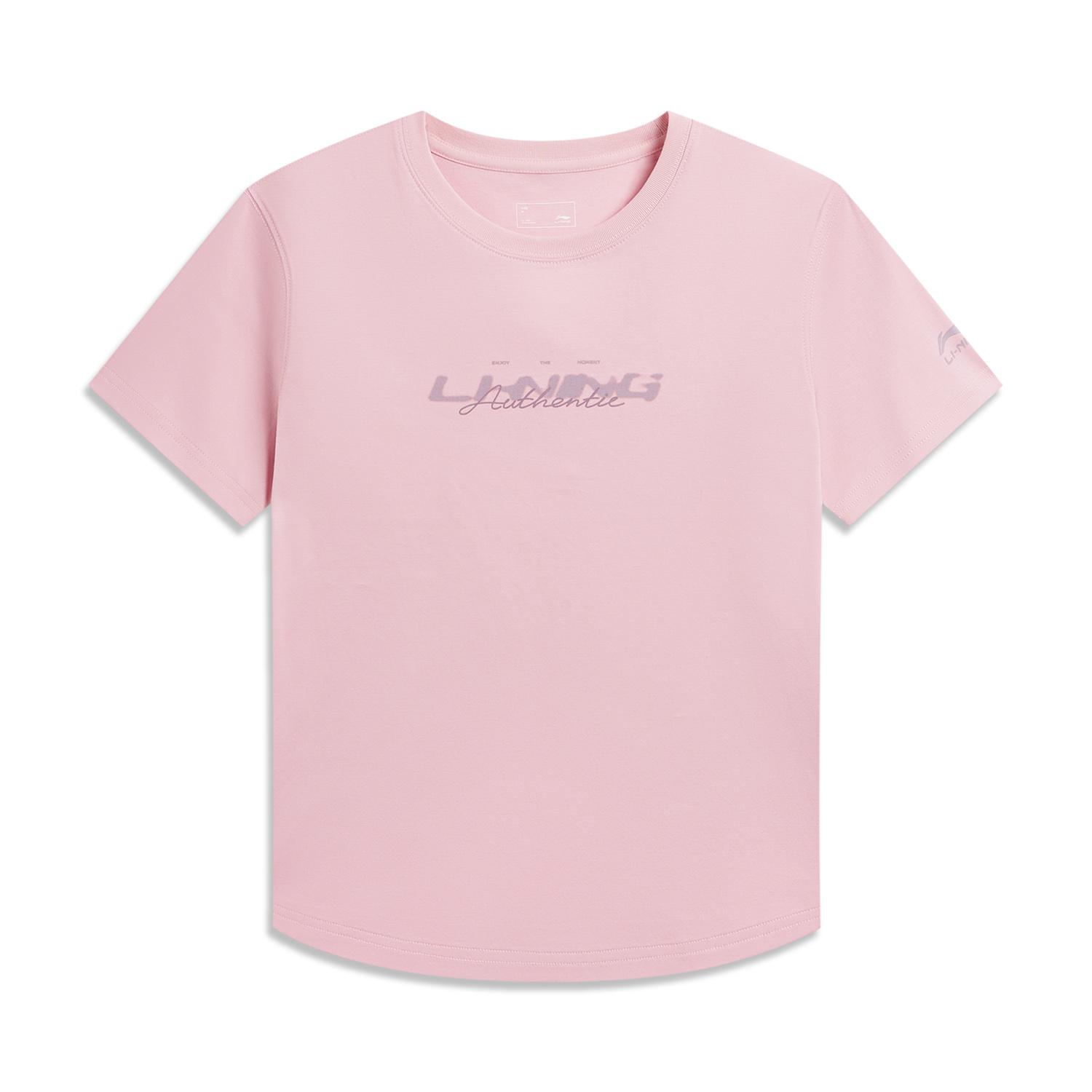 Li-Ning Sports Lifestyle Series Casual Round Neck Letter Versatile Sports Short Sleeve T-Shirt Women T-Shirt ATSW624-2 S