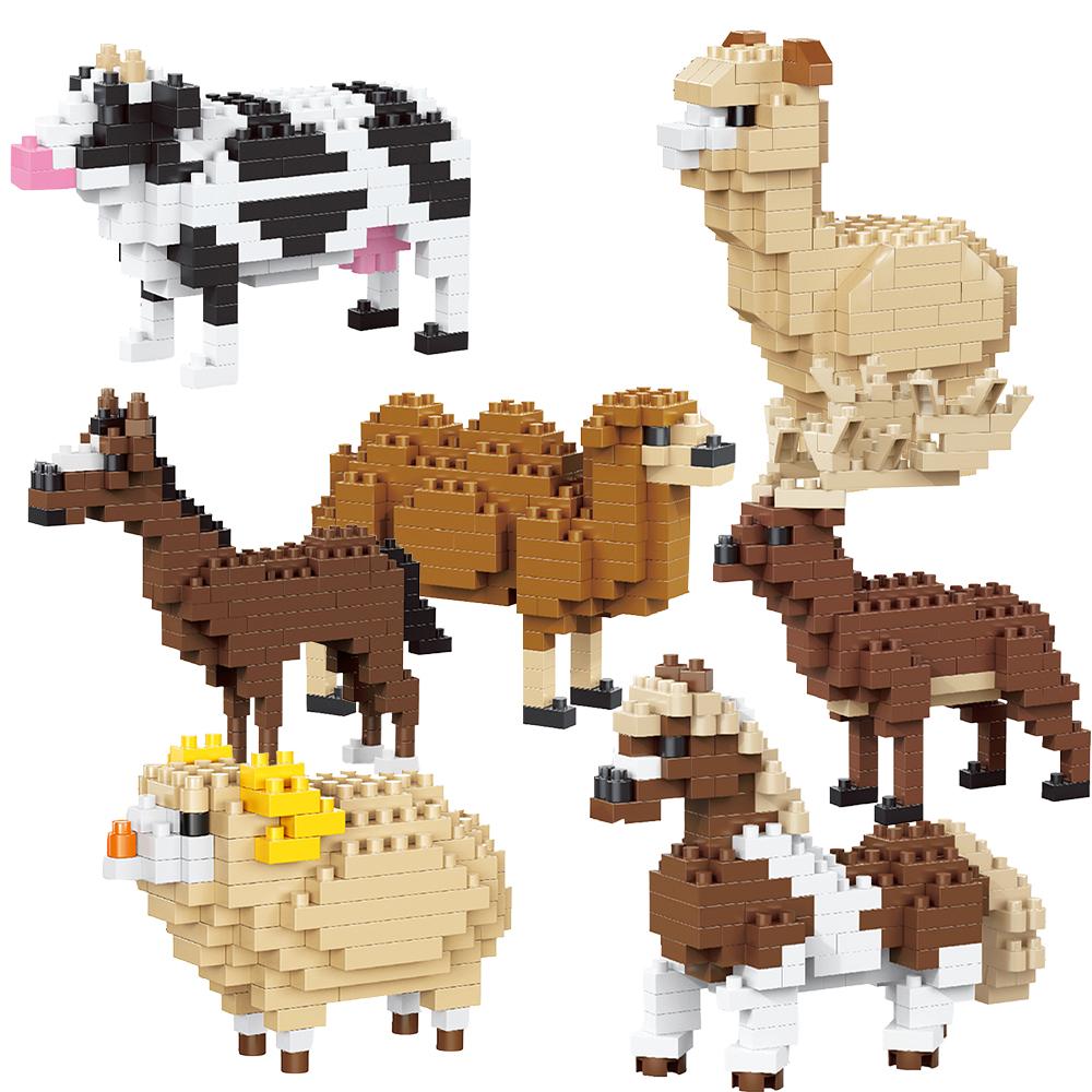 Micro Zoo Building Blocks Sheep Animal Set 3D Model, Desktop Farm Scene Decor for Kids Room, Delightful Gift for Animal Lovers