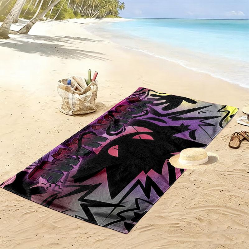 Gengar Print Beach Towel, Large Soft Quick Dry Towel for Beach Camping Swimming
