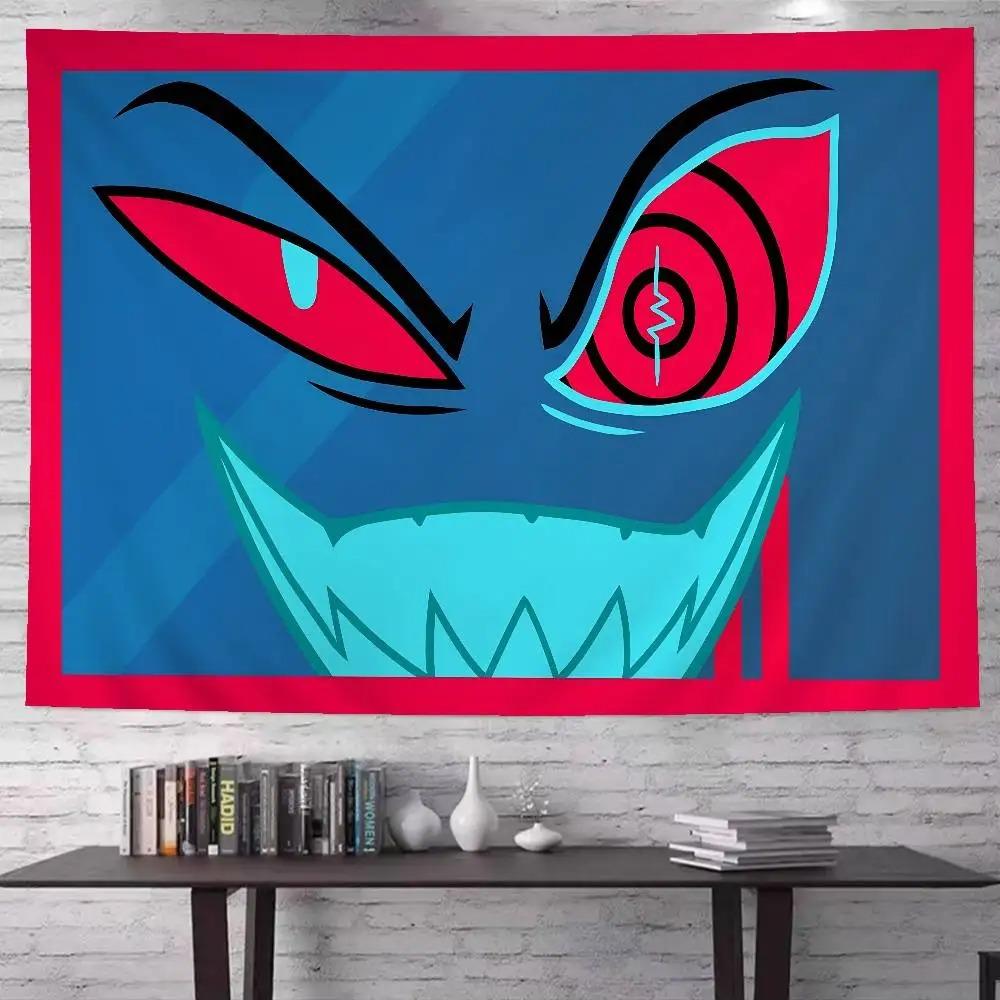 Anime Vox Tapestry H Hazbin H Hotel TV Head Devil Printing Tapestry Teen Boy Room Dormitory Game Room Decoration
