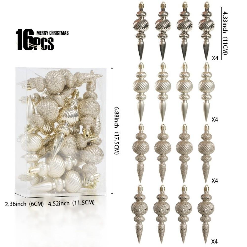 A Set Shiny Finish Christmas Ball Ornament Glitter Effect Sequined Design Christmas Tree Pendant Finial Drop Ornament