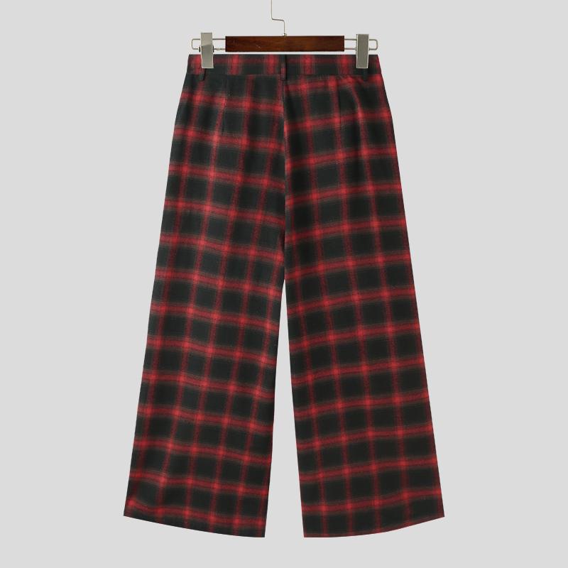 Осенние мужские повседневные эластичные брюки на молнии в клетку — фото 4