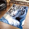 White Tiger Design Round Area Rug, Non Slip Floor Mat for Living Room Bedroom Hotel and Home Office, Machine Washable Decor