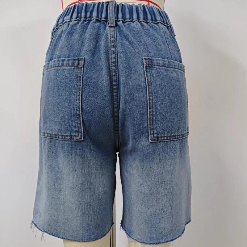 IHUASU Spring Summer Washed Casual Gradient 5/10 Denim Shorts