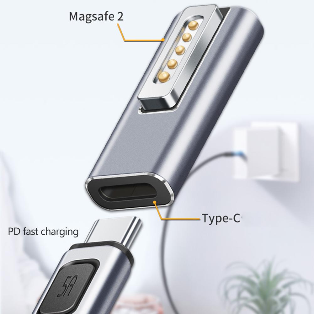 Adaptateur Magnétique PD USB Type C pour Magsafe1 Magsafe 2 MacBook Pro Max 5A Charge Rapide Convertisseur Prise Magnétique Femelle USB C