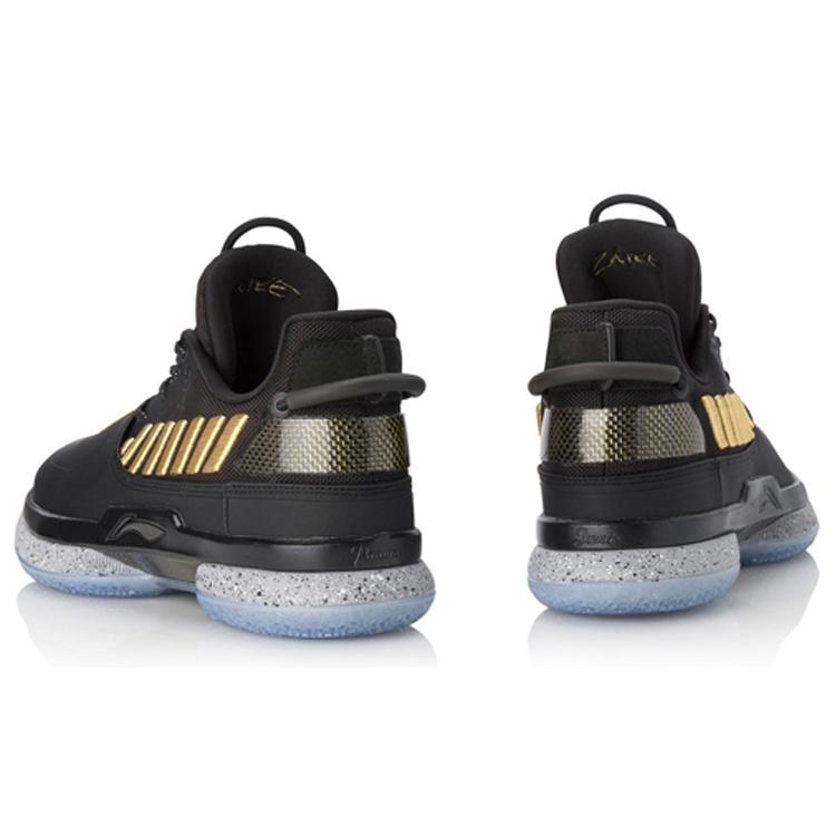 Li Ning WOW 7 Slip Resistant Abrasion Resistant Low top Basketball Shoes Men's Black Gold ABAN079-7