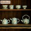180ml Blue And White Ru Kiln Butterfly Gaiwan Creative Tea Tureen Household Tea Bowl With Lid Kit Tea Brewing Cover Bowl Teaset