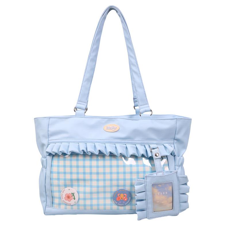 Japanese Girl Style Versatile Transparent One Shoulder Student Bag Small Fresh Pain Bag Large Capacity Student Style Class Bag