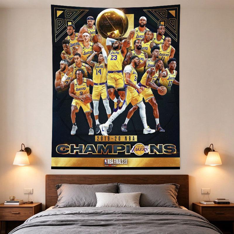 Los Angeles Lakers 2020 NBA Champions Poster LeBron Davis Trophy Gold Team