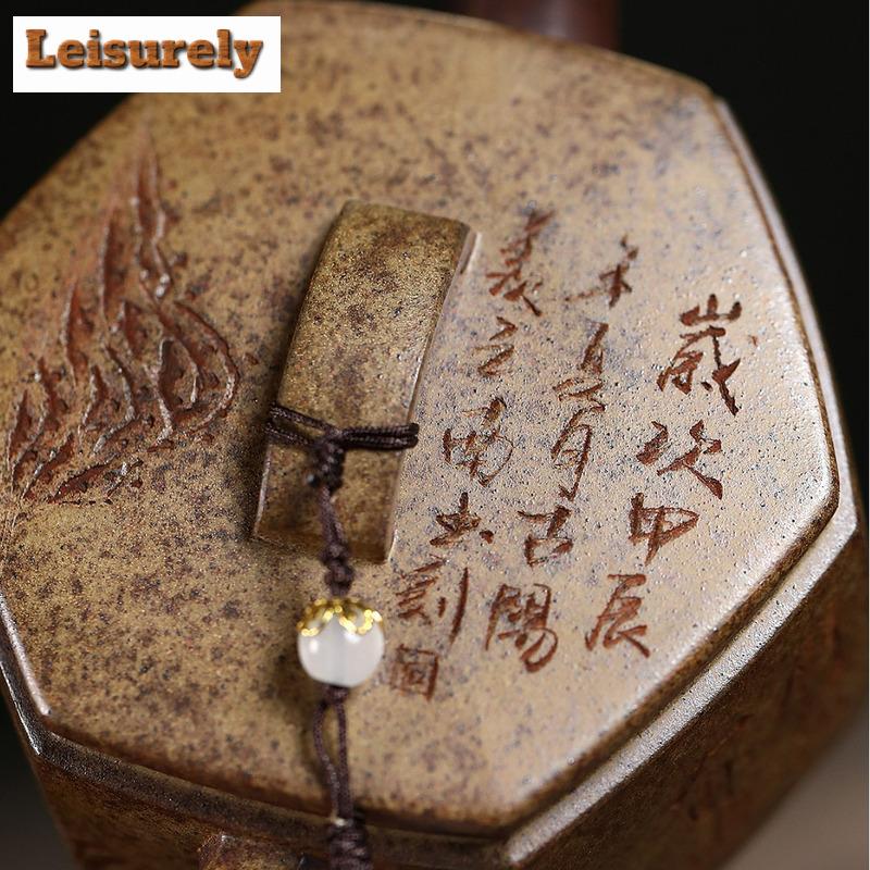 260ml Yixing Purple Clay Teapot Handmade Hexagonal Large Caliber Pot Raw Ore Agilawood Mud Kettle With Infuser Zisha Teaset Gift