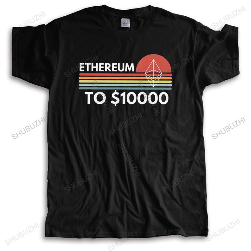 Футболка Мужская с Коротким Рукавом Ethereum До 10000 Долларов Крипто ETH Блокчейн Криптовалюта Футболки Уличная Одежда Хлопковая Футболка S чёрный