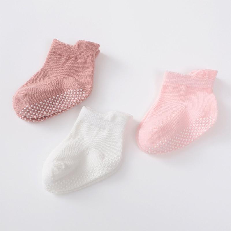 Floor Socks Solid Color Socks Non Slip Knitted Baby Socks Breathable Socks for Stable Step & Reduced Falling Risks