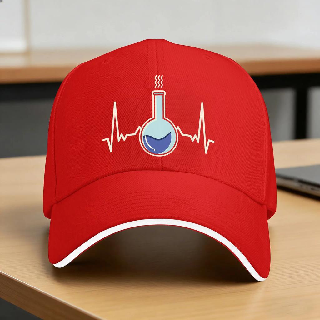 I Love Chemistry Laboratory Heartbeat Test Tube Chemist Baseball Cap Design Print Hip Hop Hats Summer Fishing Baseball Caps