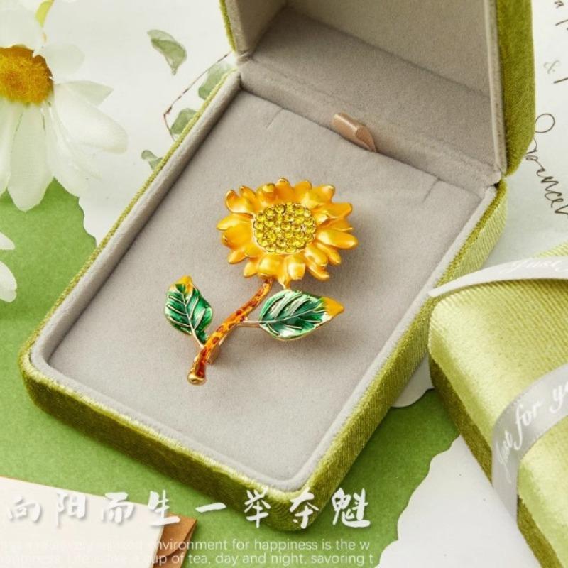 1PC Sunflower Brooch High-End Fashion Exquisite Plant Brooch for Women Men Wedding Office Elegant Flower Brooch Pins Gift
