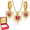 Gold Chain 925 Heart Earrings Set Engraving