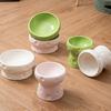 Ceramics Cat Bowl With Cheese Design Cat Food Bowl Water Plate Snack Dish Large Caliber Anti-Tip With Stand For Neck Protection