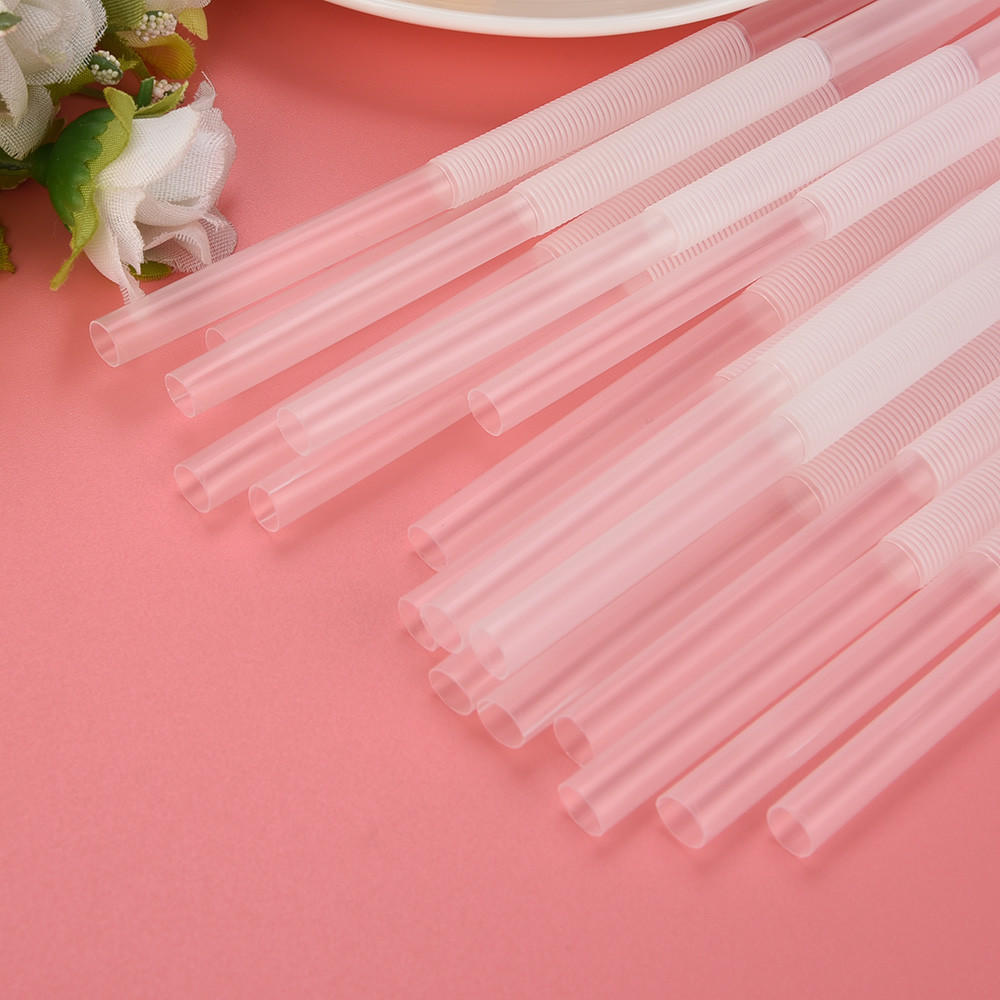 100 Pack Disposable Plastic Straws with Single Bend Flexible Neck Clear Plastic Drinking Straws Individually Wrapped for Parties Events and Daily Use