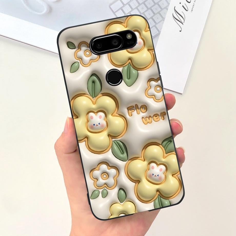 For LG V30 Case LG V35 ThinQ V40 V50 V50s ThinQ G8X ThinQ Soft Matte Silicone Coque Funda Back Cover Rabbit Flower Astronaut Bag
