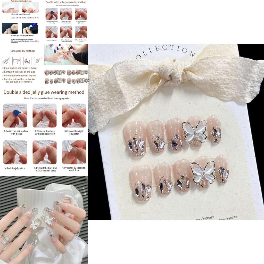 High-quality Handmade Nail Stickers With Sparkling Gemstones For Ladies