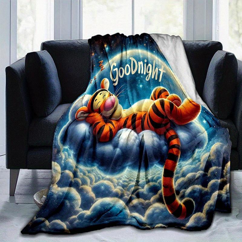 

1 шт. Плед с принтом Винни-Пух - Мягкий, Всесезонный плед для гостиной, спальни, Персонализированный подарок с очаровательным мультяшным дизайном 80cmx120cm(31inx47in)