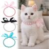 Imitation Pearl Bling Cat Necklace Lace Bow Decor Pet Collar Decoration  Pet Daily Wear