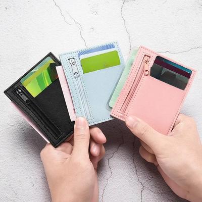 Mode Frauen Mini Bank Kreditkarte Halter Organizer Brieftasche Geldbörse Ultra Dünne Leder ID Karte Halter Karte Tasche