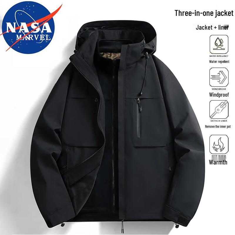 NASA MARVEL Men's 3-in-1 Hooded Detachable Jacket