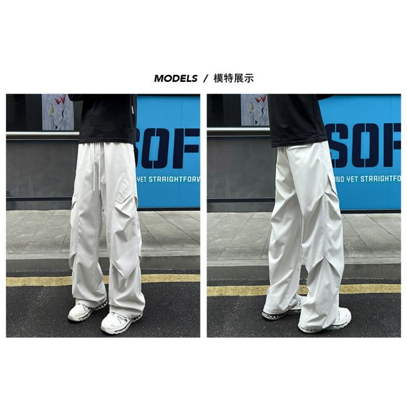Men Loose Straight Baggy Casual Parachute Cargo Work Long Pants
