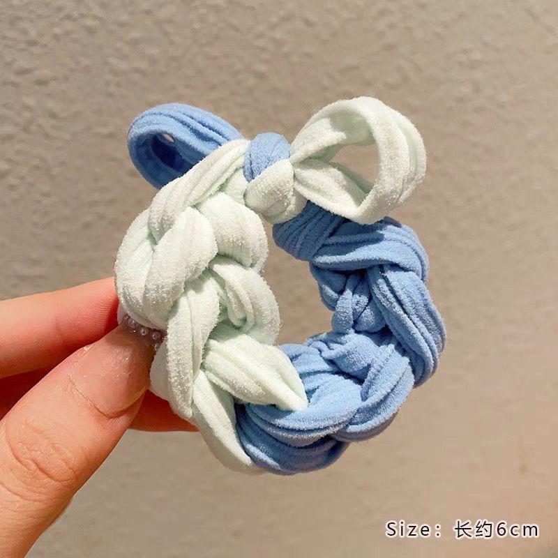 Korean version of thick high elastic color braided hair band dopamine bow durable hair does not hurt the high color value female head rope