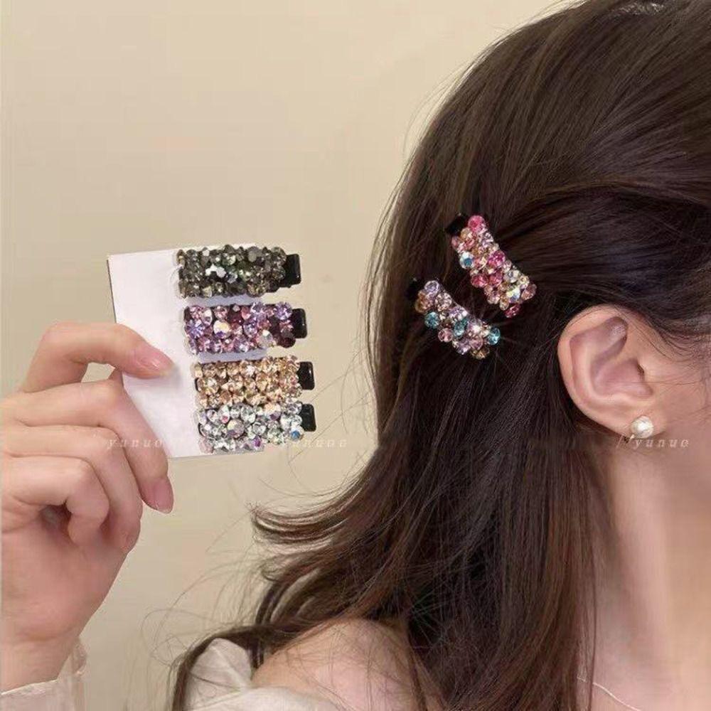 Blingbling Colorful Rhinestones Hairpin Shiny Bangs Clip Sweet Zircon Hairpin  Daily